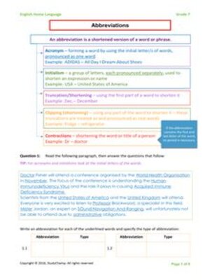 cover image of Grade 7 English: Abbreviations